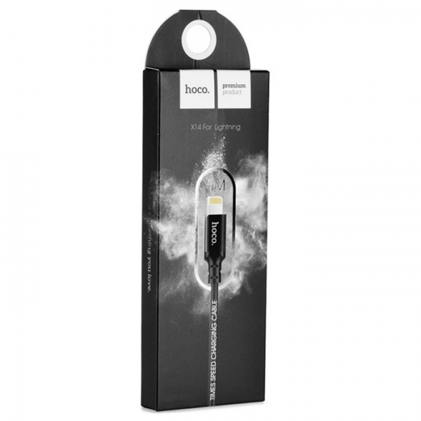 Ladekabel Lightning Textilüberzug schwarz 1 Meter hoco X14 Box iPhone Zubehör online bestellen